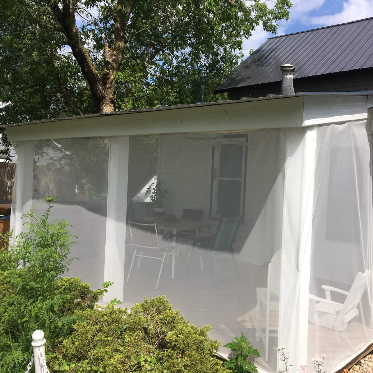 Heavy-Duty 12ft Wide Porch & Patio Mosquito Netting - White